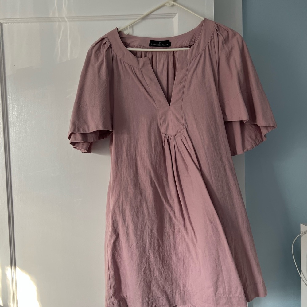 Pomander Place Mauve Flutter-Sleeve Dress